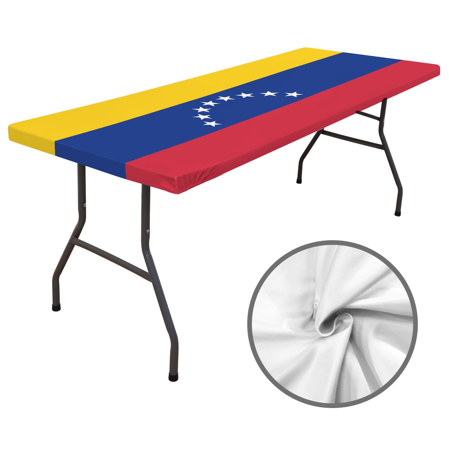 Venezuela Flag Inspired Custom Elastic Fitted Tablecloth 72x30 inch (Made in the USA)