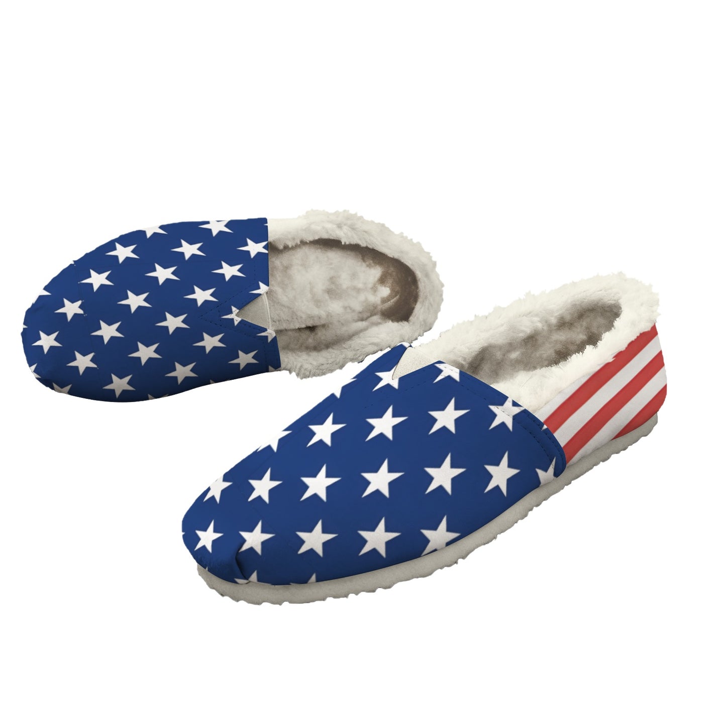 USA/American Flag Inspired Women's Fleece-Lined Canvas Slip-On