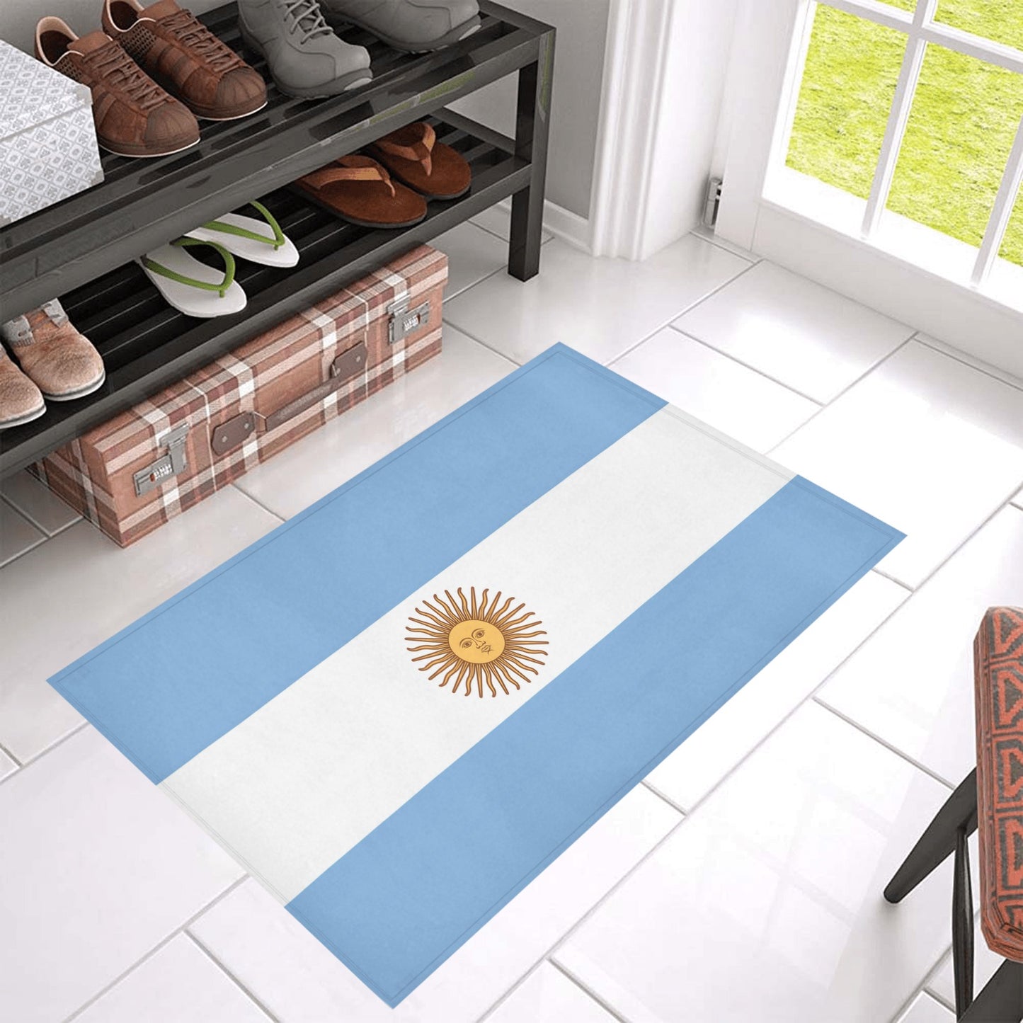 Argentina Flag Inspired Doormat 30" x 18" (Sponge Material)
