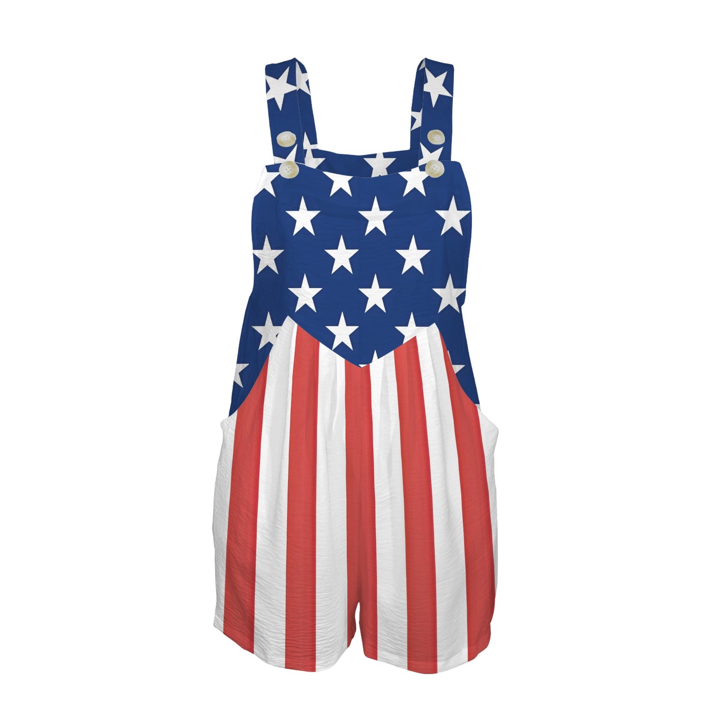 USA/American Flag Inspired Pocket Bib Short Romper