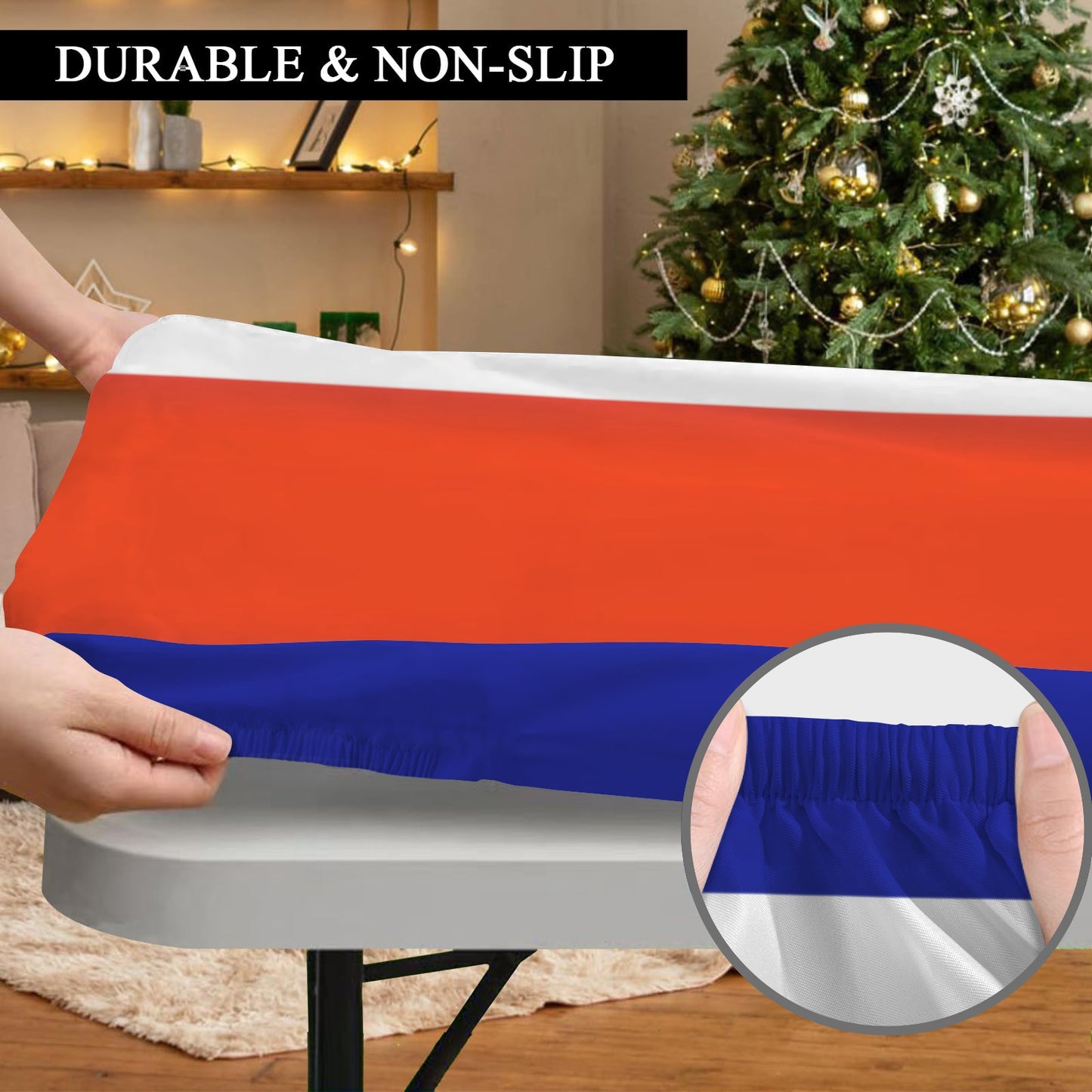 Costa Rica Flag Inspired Custom Elastic Fitted Tablecloth 72x30 inch (Made in the USA)