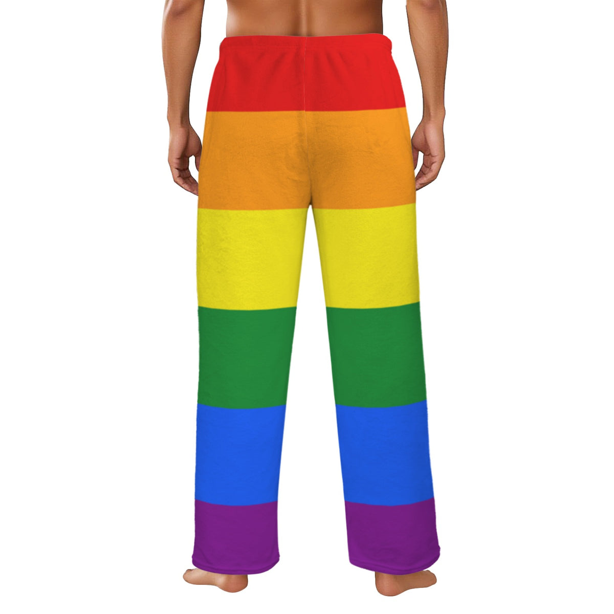 Rainbow Flag Inspired Men's Flannel Pajama Trousers Printed in the USA