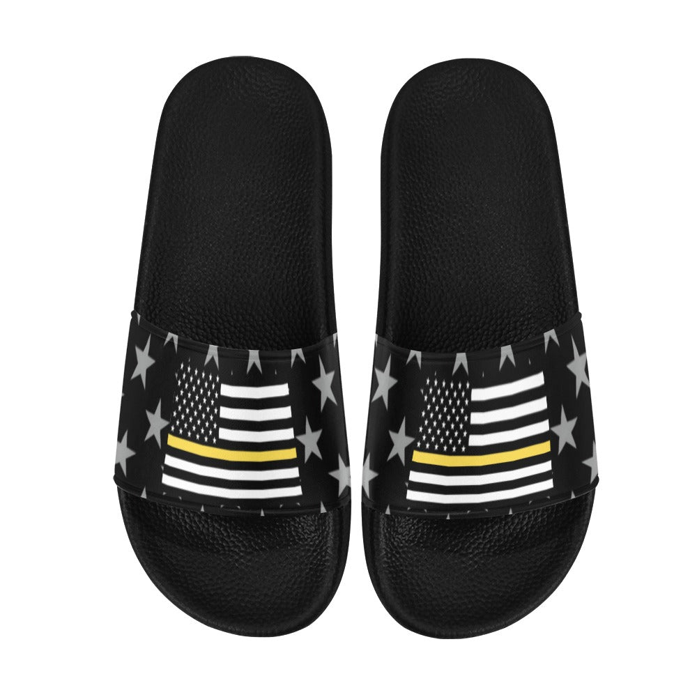 Thin Gold Line Flag Inspired Women's Slide Sandals
