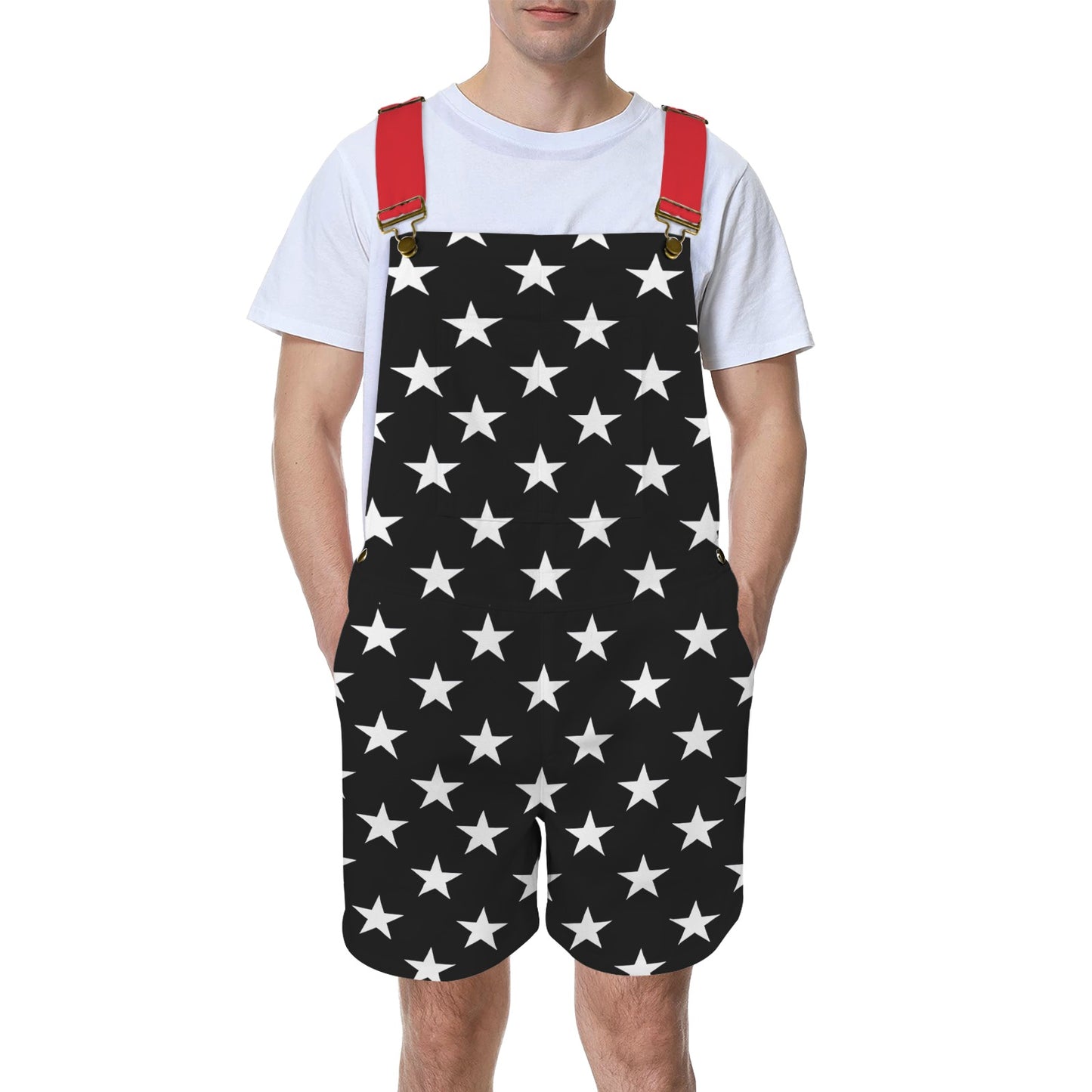 Thin Red Line Flag Inspired Unisex Suspender Jumpsuit