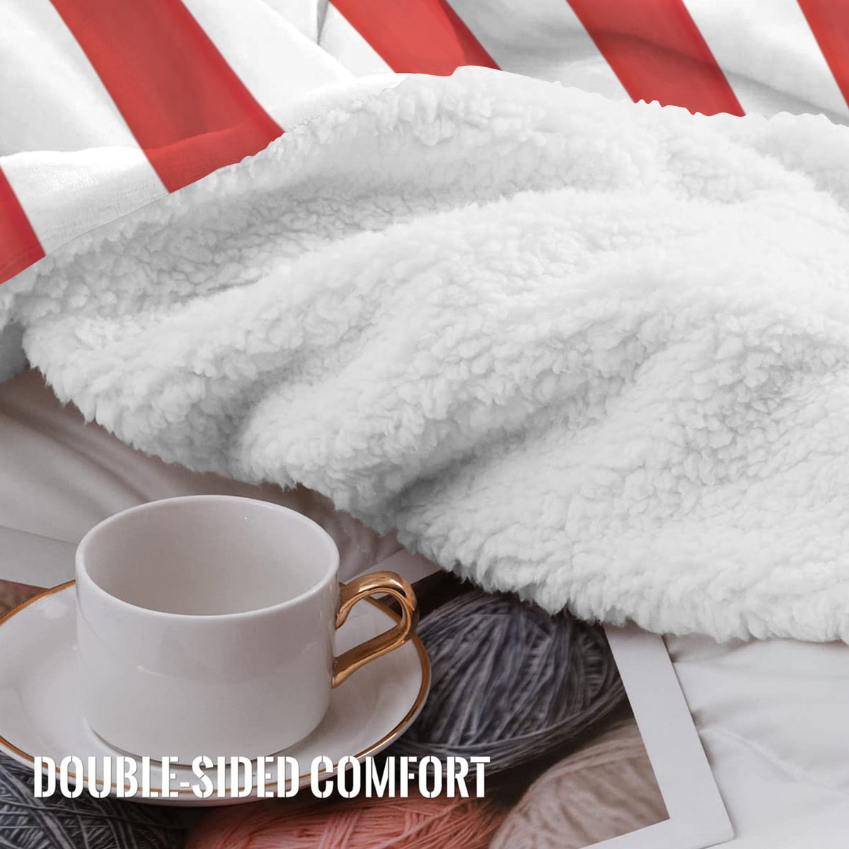 USA/American Flag Inspired (Vertical) Sherpa Fleece Blanket 90" x 108" | Prtinted in the USA