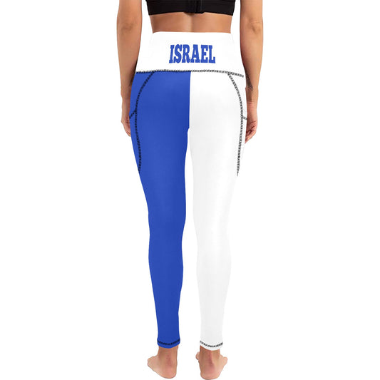 Israel Flag Inspired Women's  High Waist Leggings with Pockets