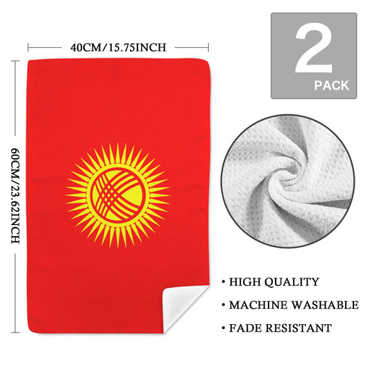 Kyrgyzstan Flag Inspired Kitchen Towel 40X60cm(Pack of 2) | Printed In the USA