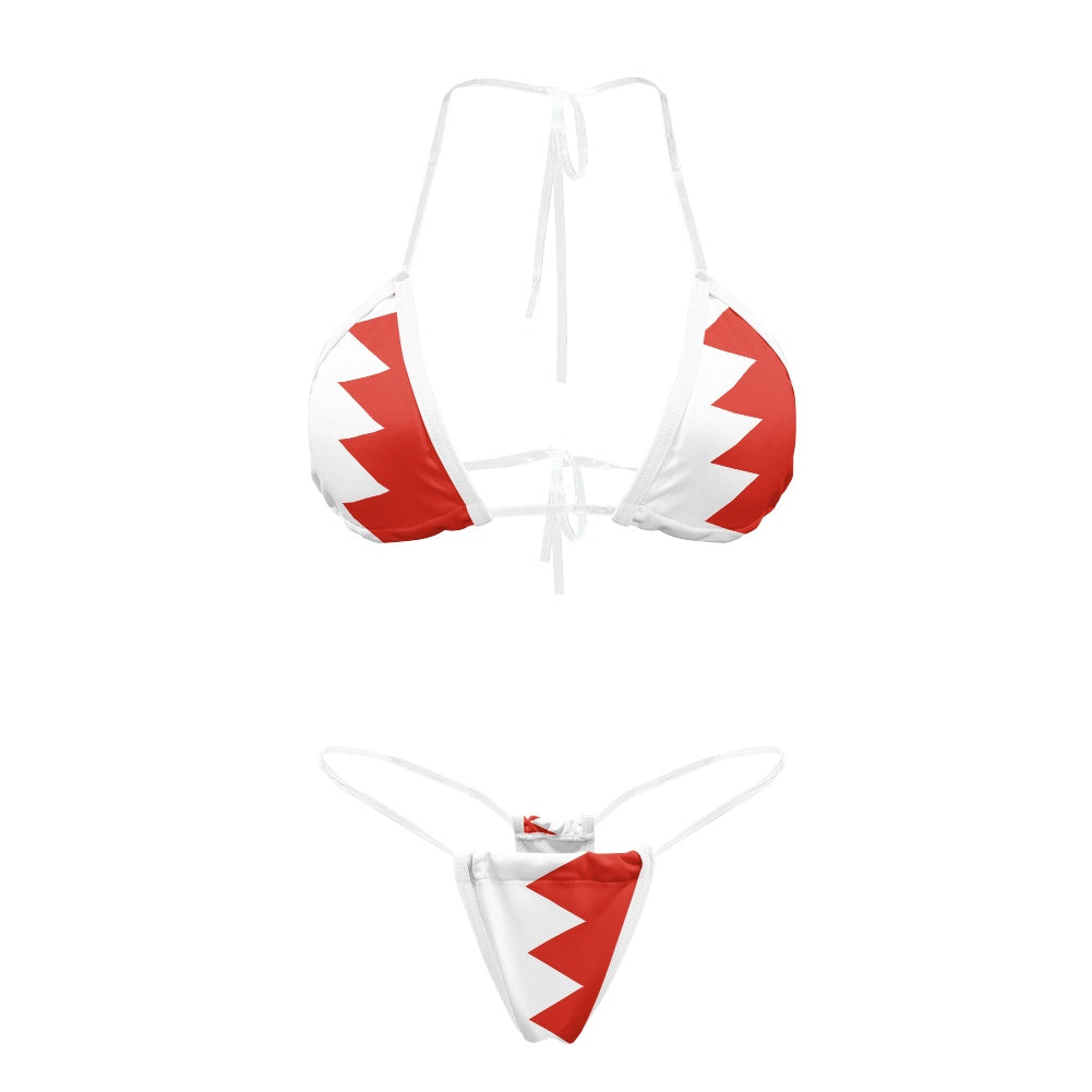Bahrain Flag Inspired Transparent String Bikini