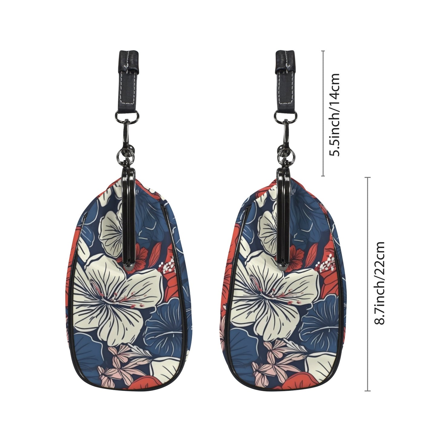 USA/American Flag Inspired Hawaiian Floral Pattern Kisslock Crossbody Shoulder Bag