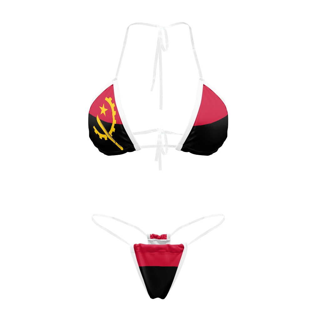 Angola Flag Inspired Transparent String Bikini
