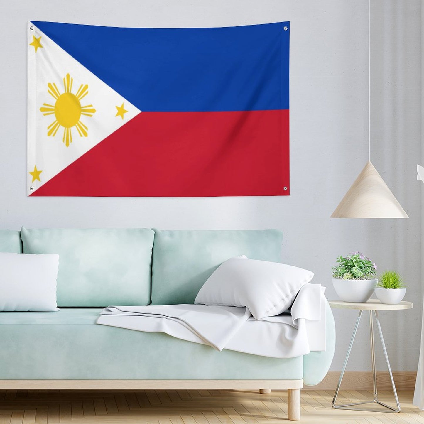 Philippines Flag Inspired Wall Mount Flag with Four Grommets (35x59 in)