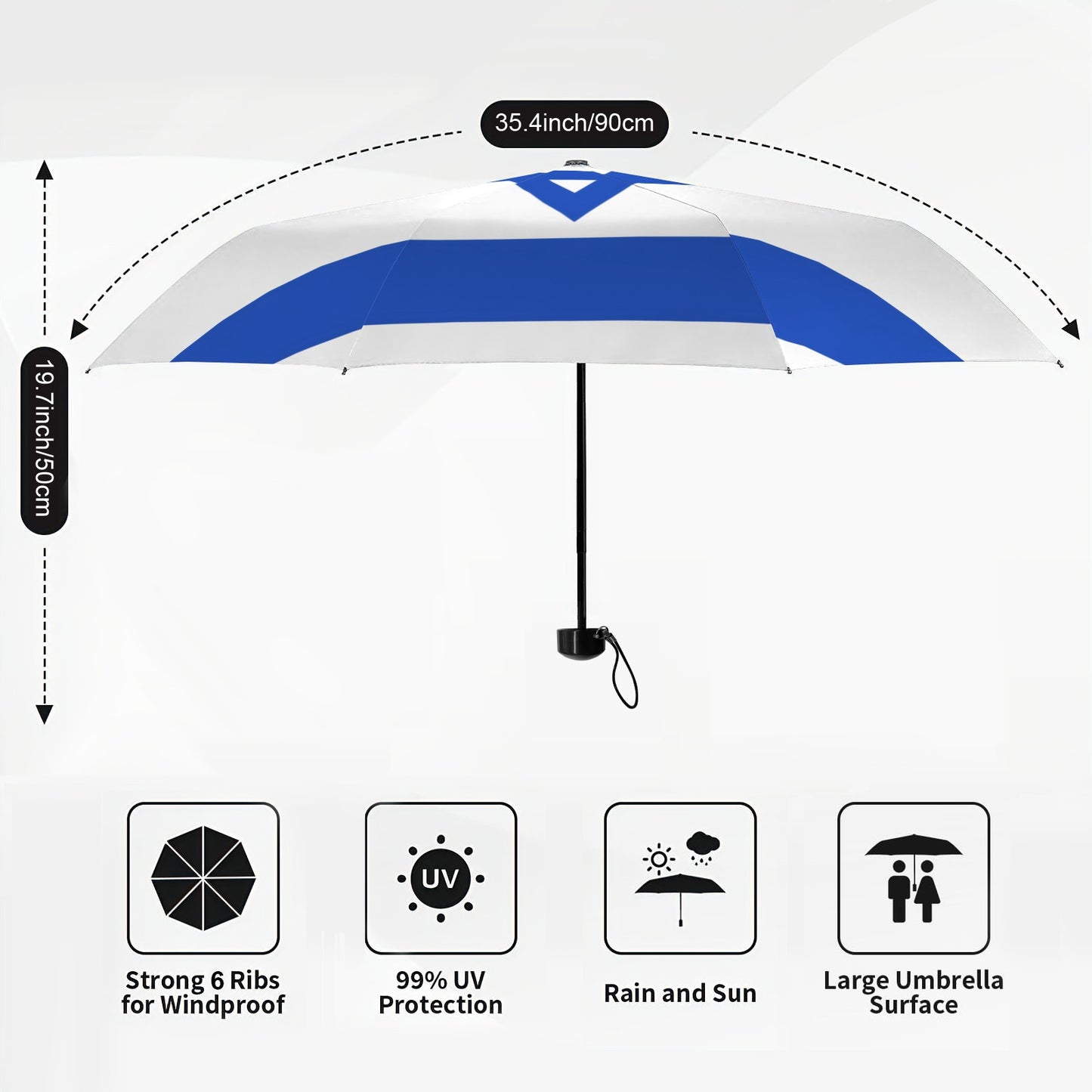 Israel Flag Inspired Mini Compact Umbrella