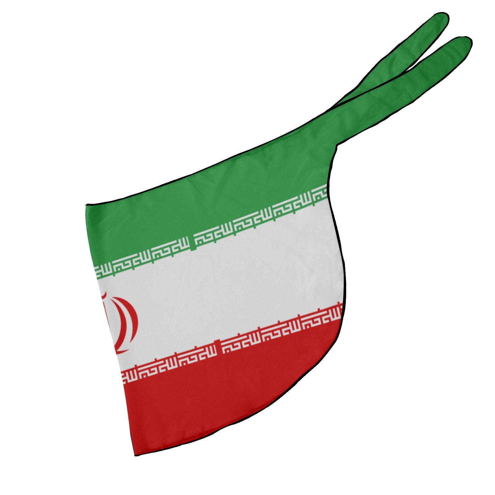 Iranian flag-themed hood by [Brand], with green rabbit ears.