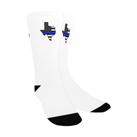 Thin Blue Line Flag Inspired Texas Shape Kid's Custom Socks (Made in the USA)