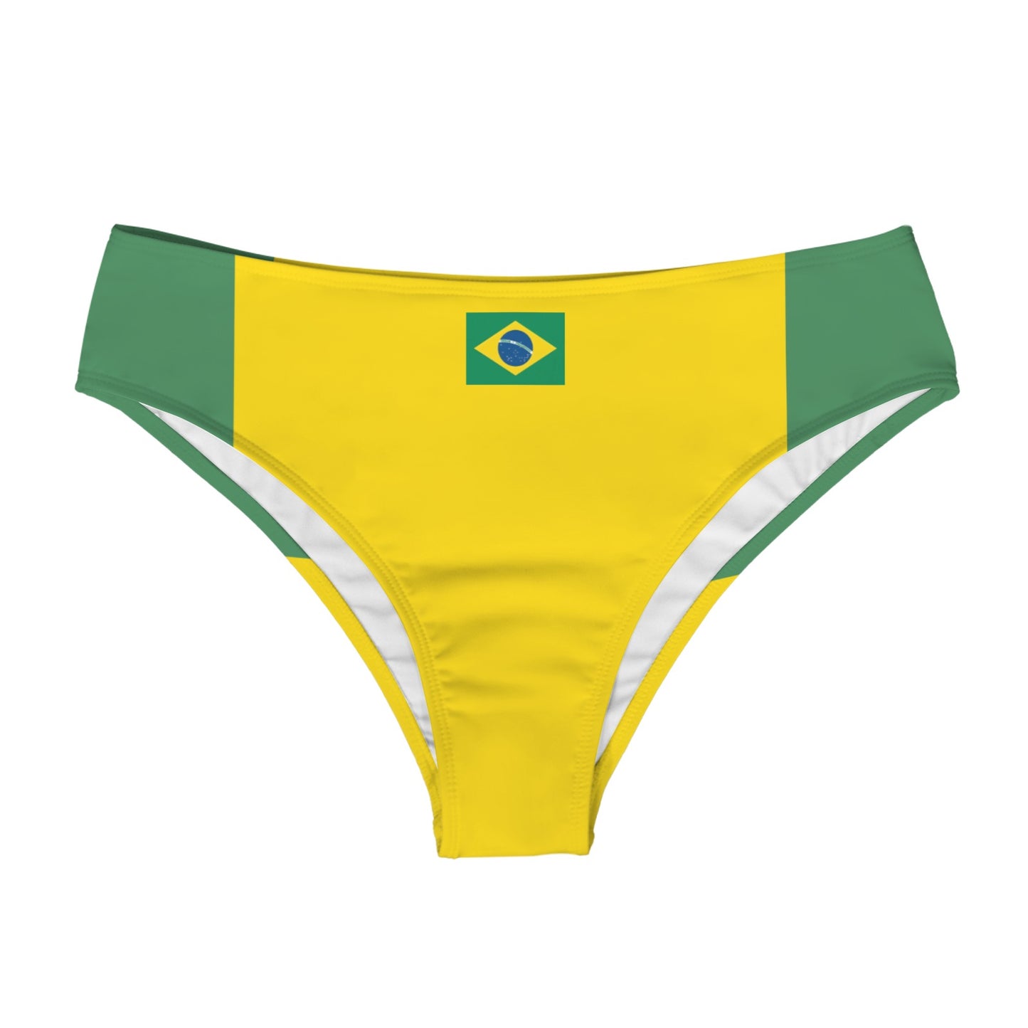 Brazil Flag Inspired High-Waisted Bikini Bottom