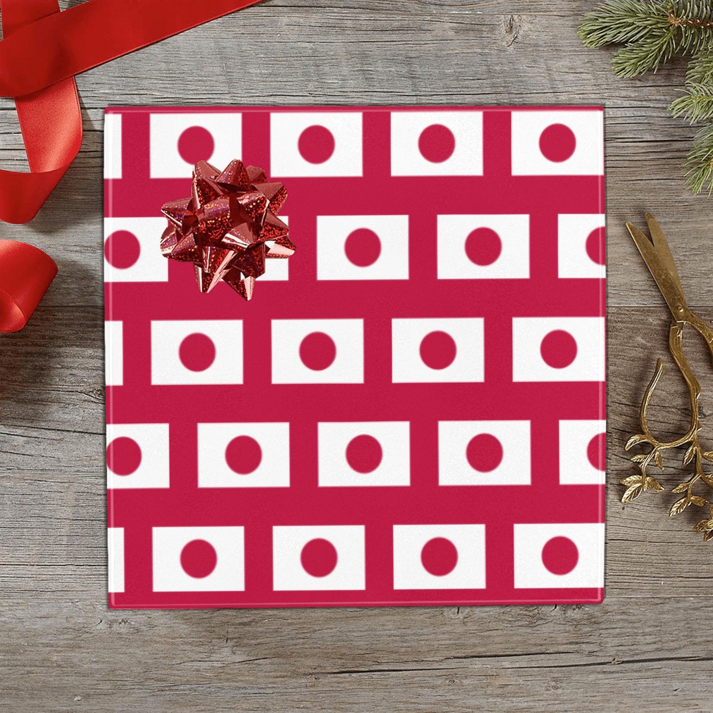 Japan Flag Custom Gift Wrapping Paper 58"x 22.5" (4 Rolls)