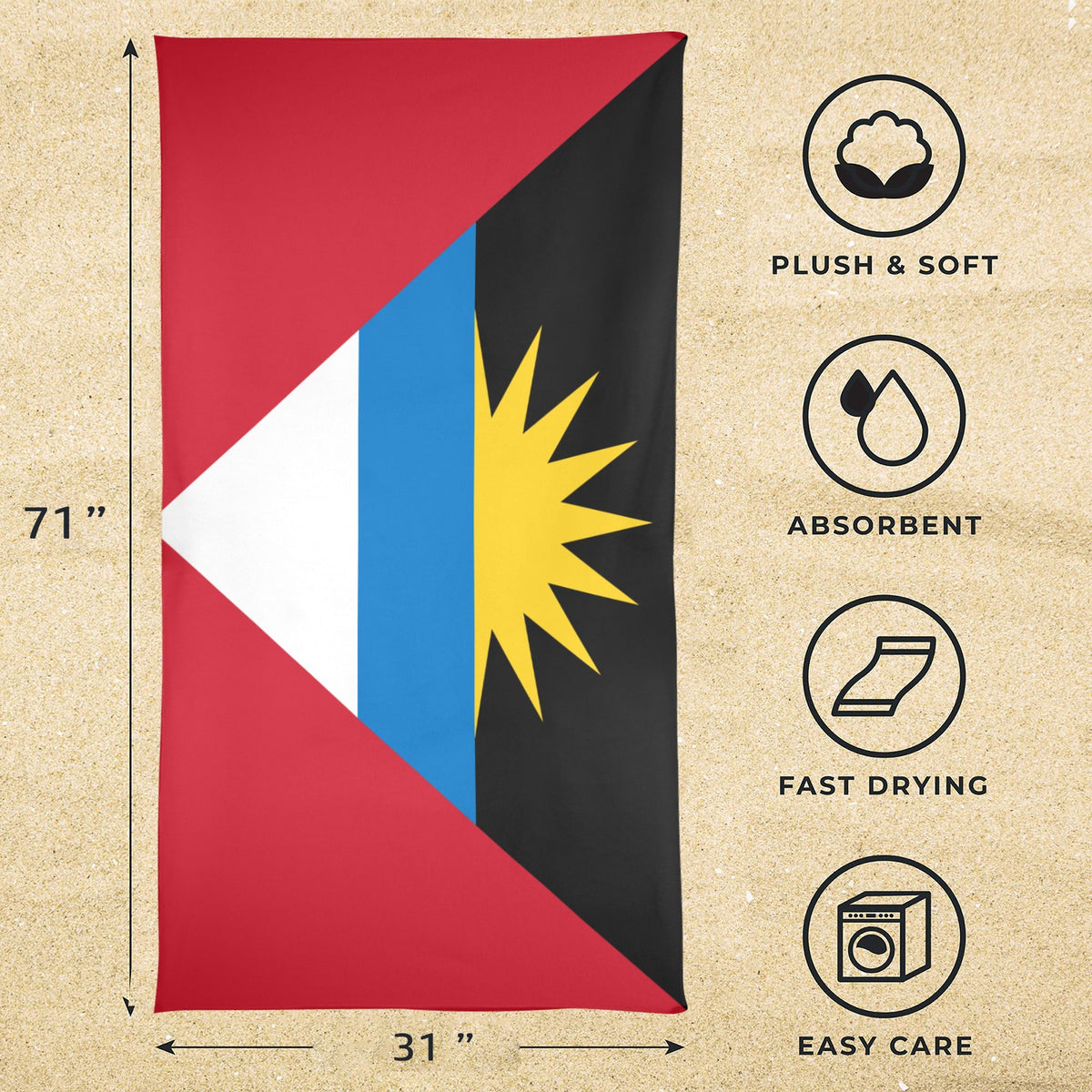 Antingua and Barbuda Flag Inspired Beach Towel 31"x71"(NEW) | Ships from USA