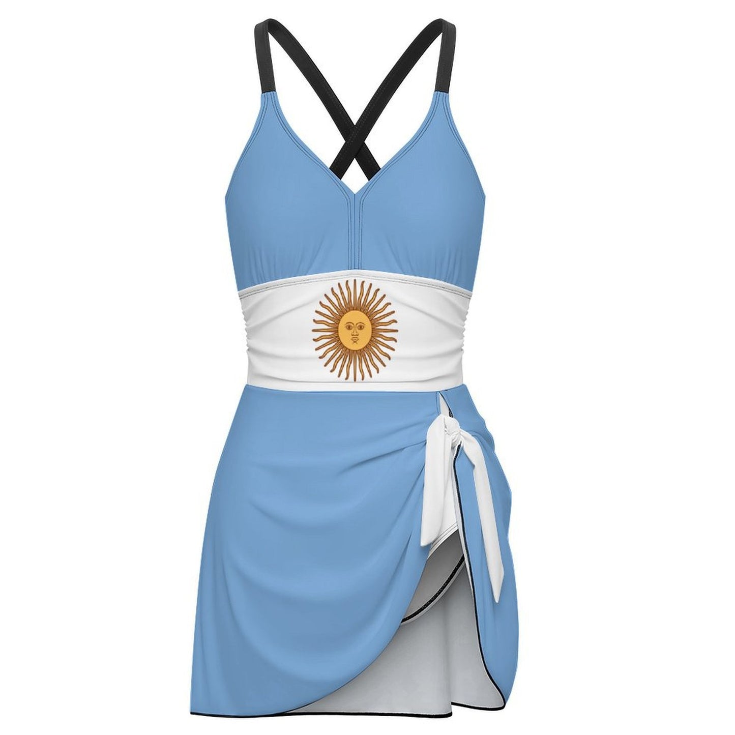 Argentina Flag Inspired Women's Hem Tie One-piece Swimsuit