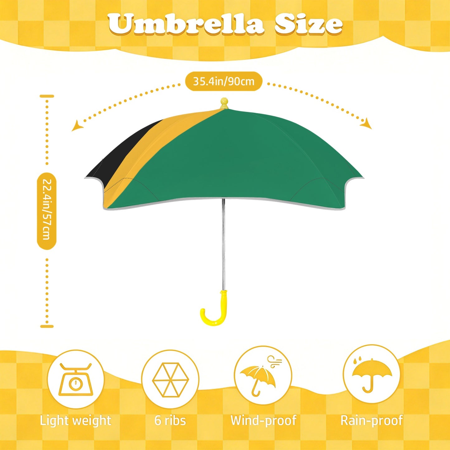 Jamaica Flag Inspired Kids Safe Round Corner Umbrella