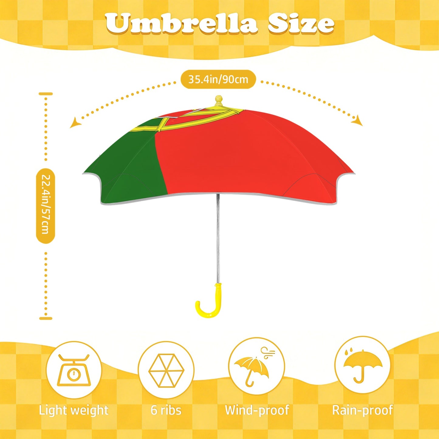Portugal Flag Inspired Kids Safe Round Corner Umbrella