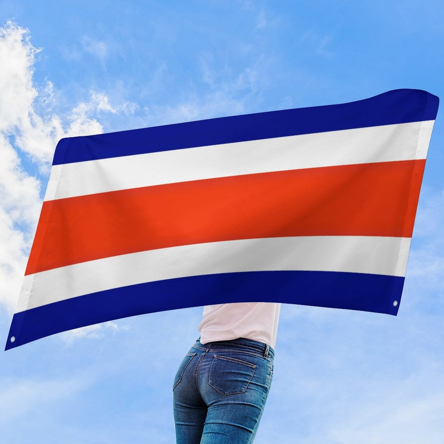 Costa Rica Flag Inspired Wall Mount Flag with Four Grommets (35x59 in)
