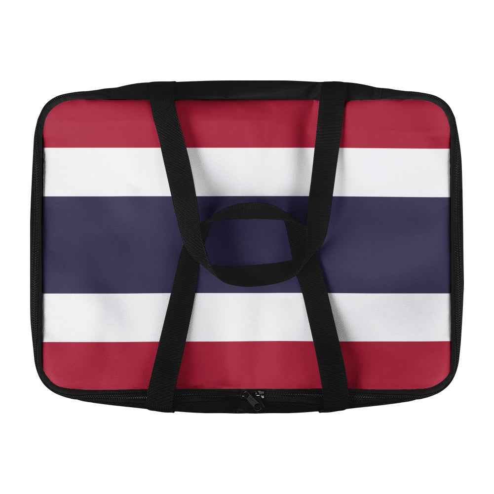 [Brand] bag featuring Thailand flag design with black straps.