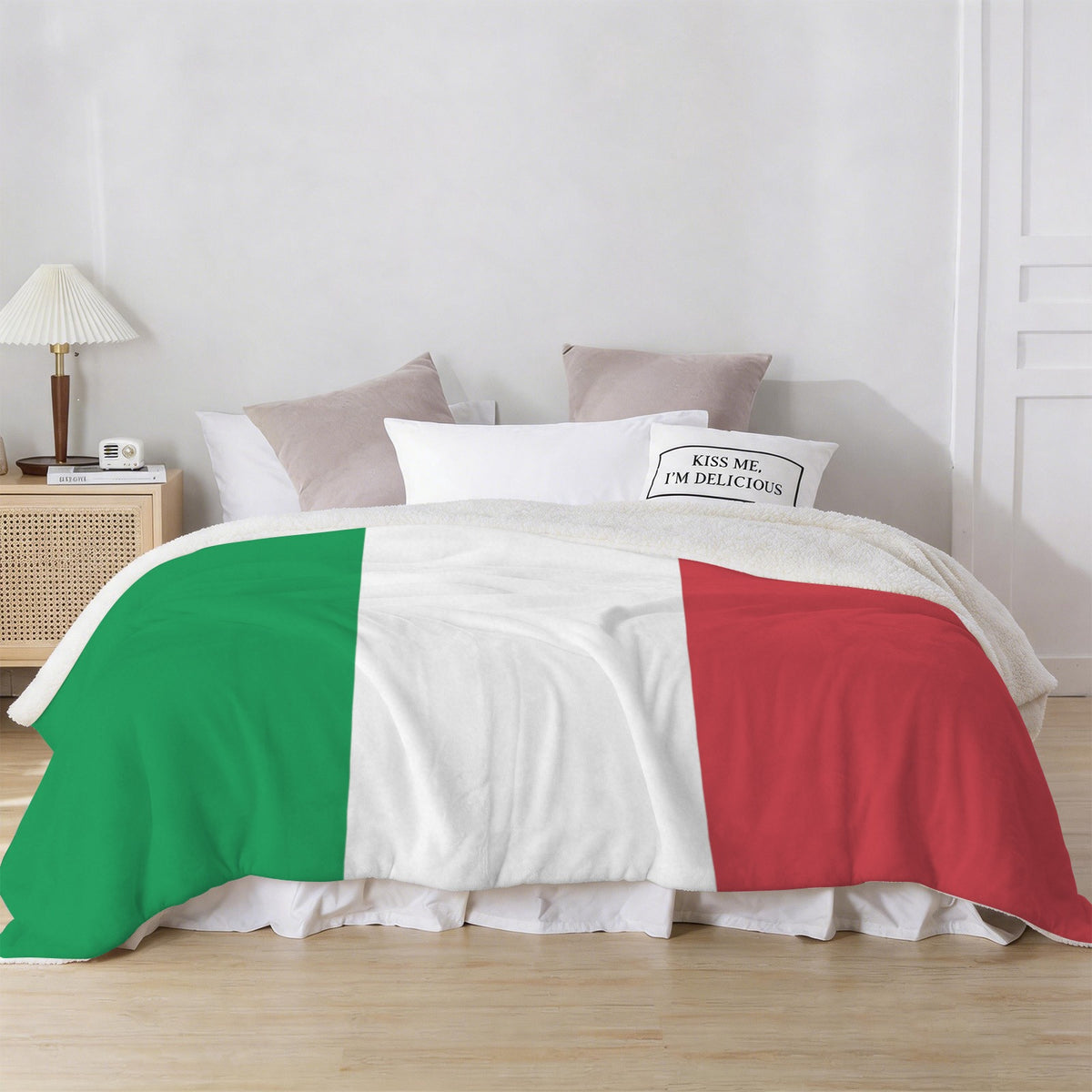 Italy Flag Inspired Sherpa Fleece Blanket 90" x 108" | Prtinted in the USA