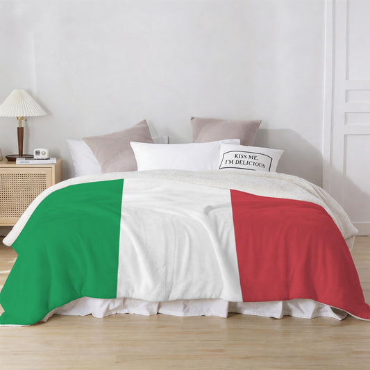 Italy Flag Inspired Sherpa Fleece Blanket 90" x 108" | Prtinted in the USA