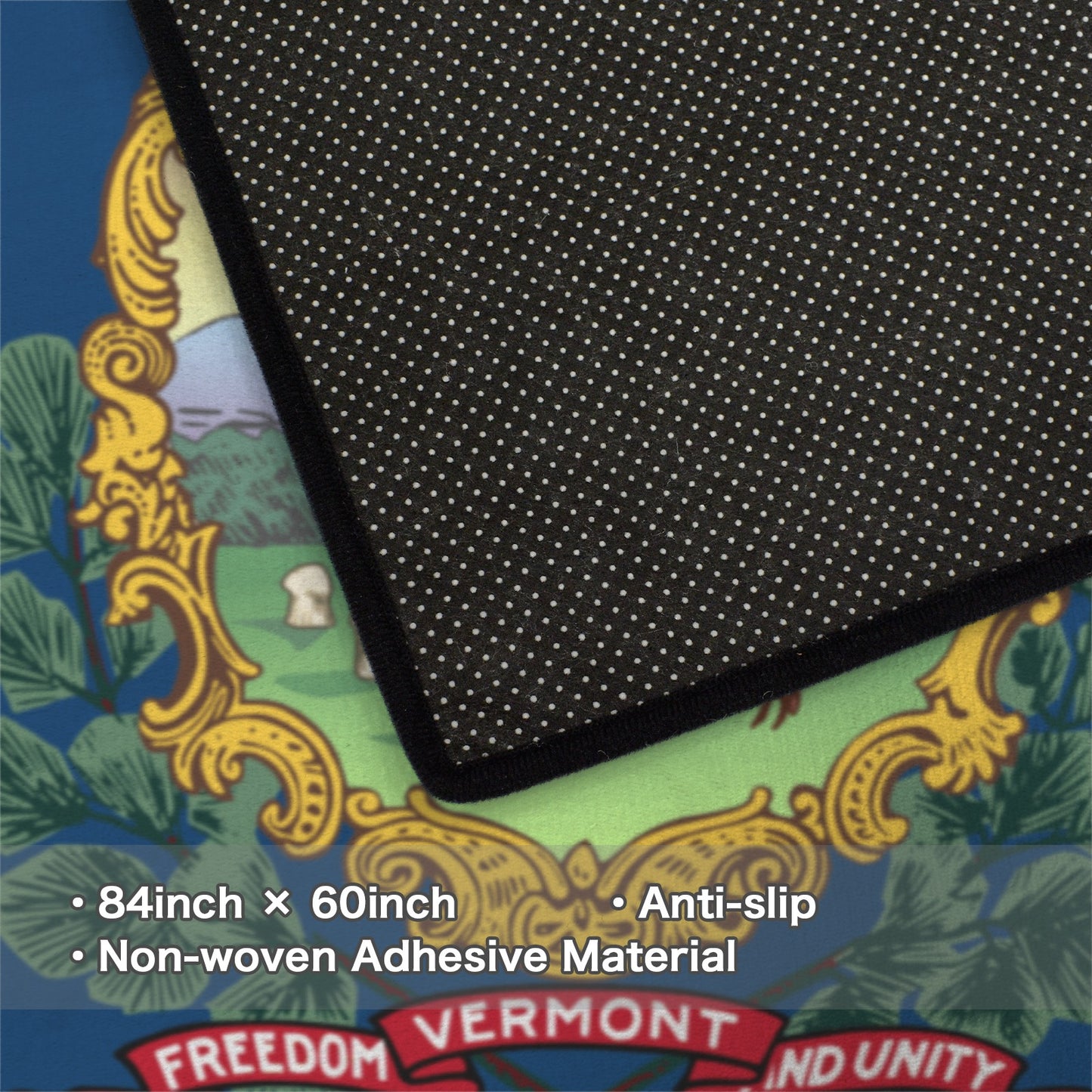 Vermont Flag Inspired 84x60 Inch Area Rug with Black Binding (Made in the USA)
