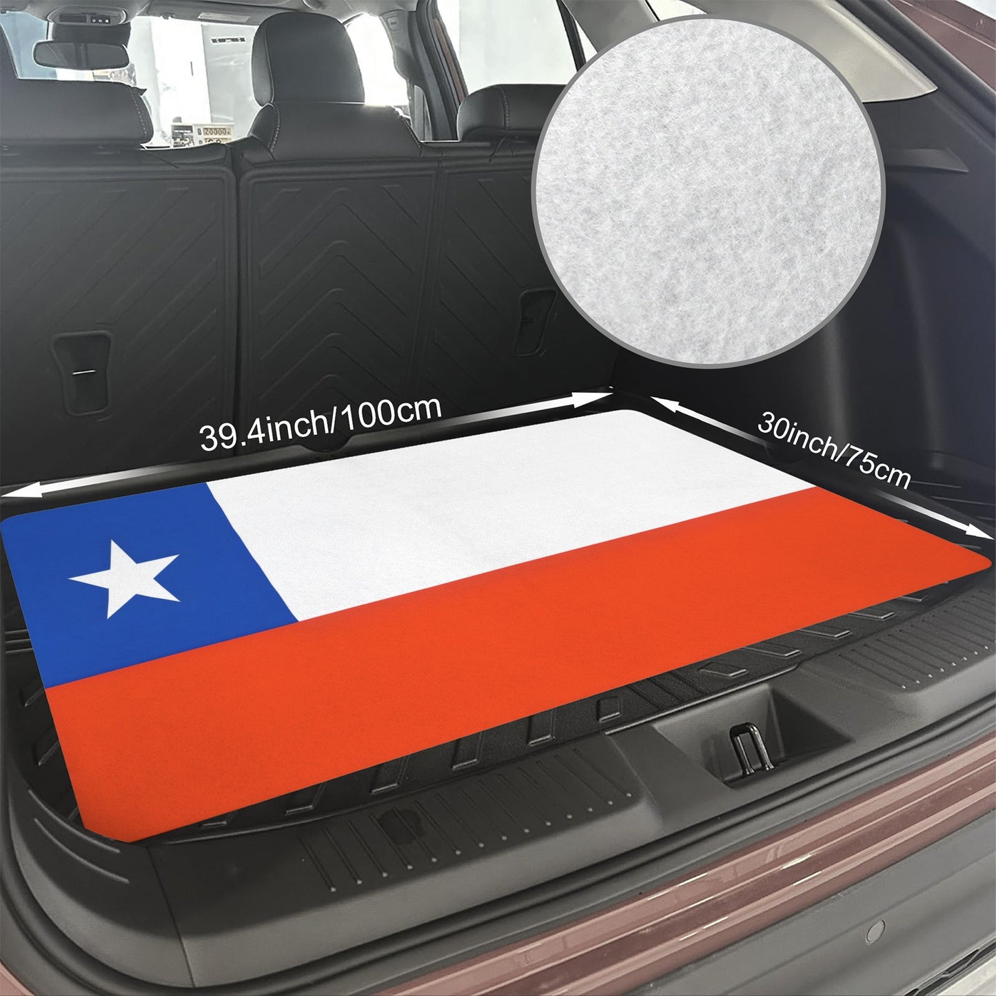 Chile Flag Inspired Car Trunk Mat 100 × 75 cm / 39.4 × 30 in Printed in the USA