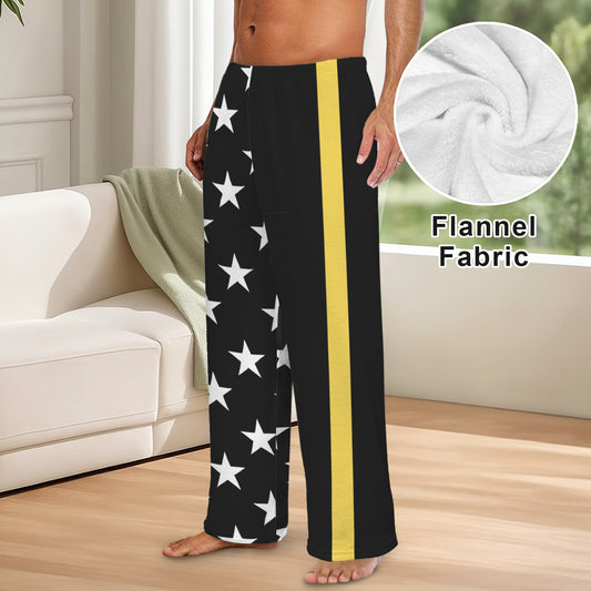 Thin Gold Line Flag Inspired Style-2 Men's Flannel Pajama Trousers Printed in the USA
