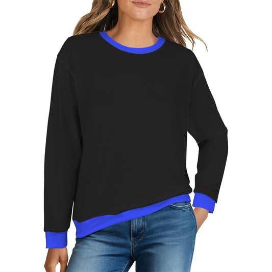Thin Blue Line Flag Inspired Women's Crew Neck Sweater Printed in the USA
