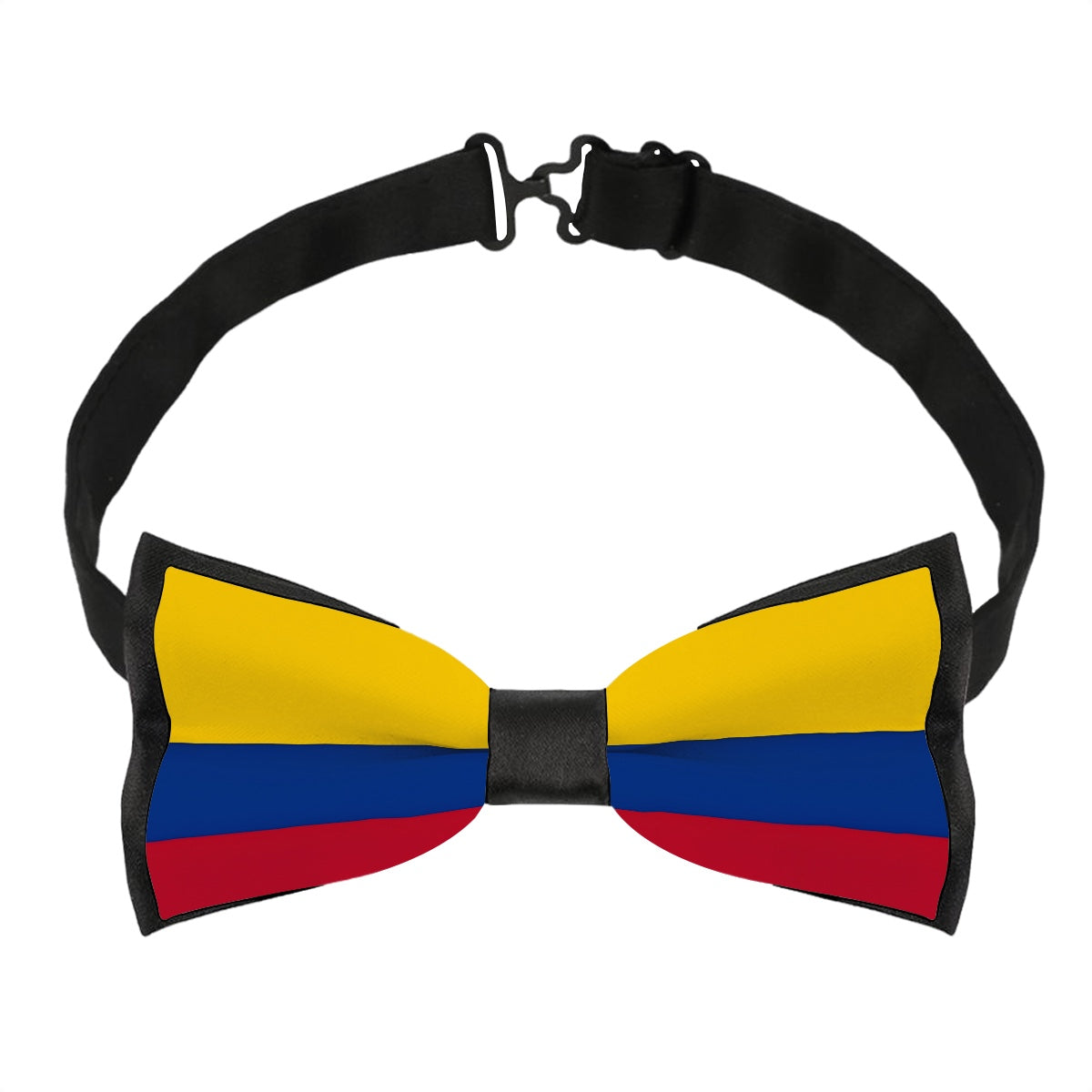 [Brand] bow tie with Colombian flag stripes design.