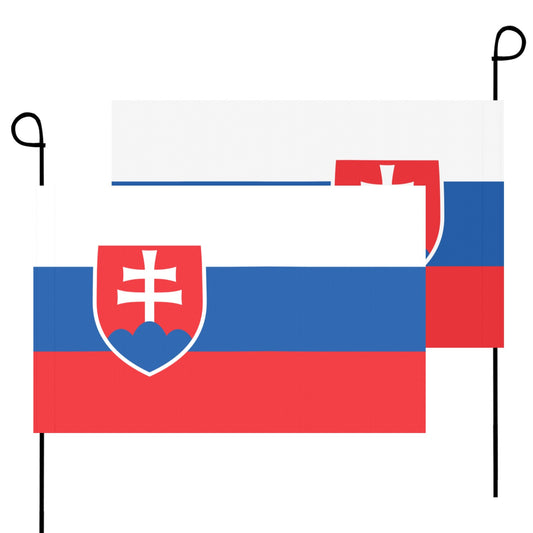 Two Slovak flags with poles, from Luv My Flag.