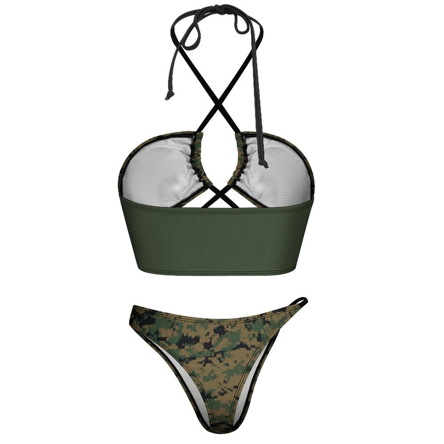 Thin Green Line Flag Inspired On Digital Camo Bikini Swimsuit (J197D59)