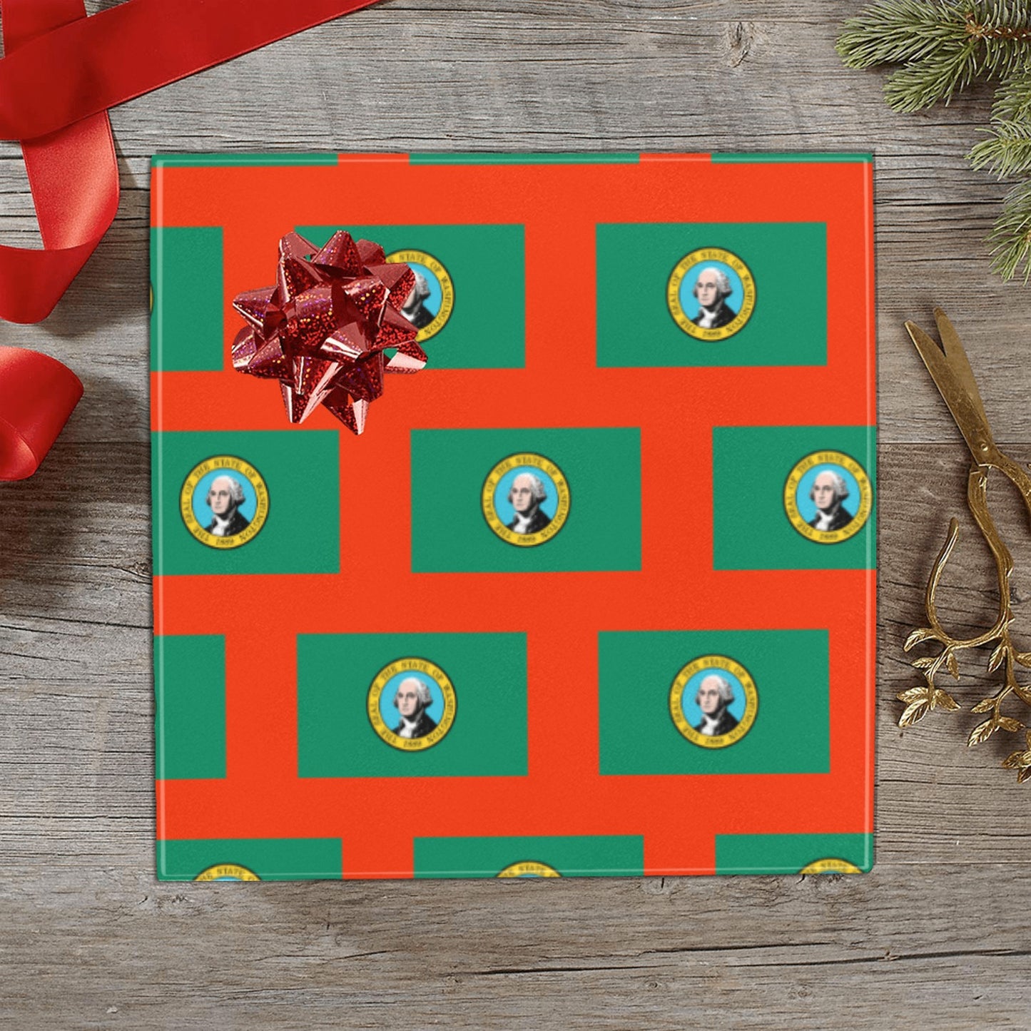 Washington Flag Inspired Custom Gift Wrapping Paper 58"x 22.5" (4 Rolls)