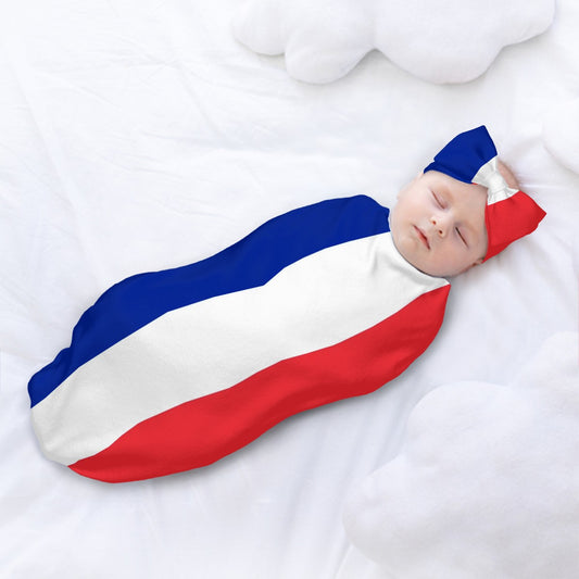 France Flag Inspired Baby Swaddle Sack with Baby Headband