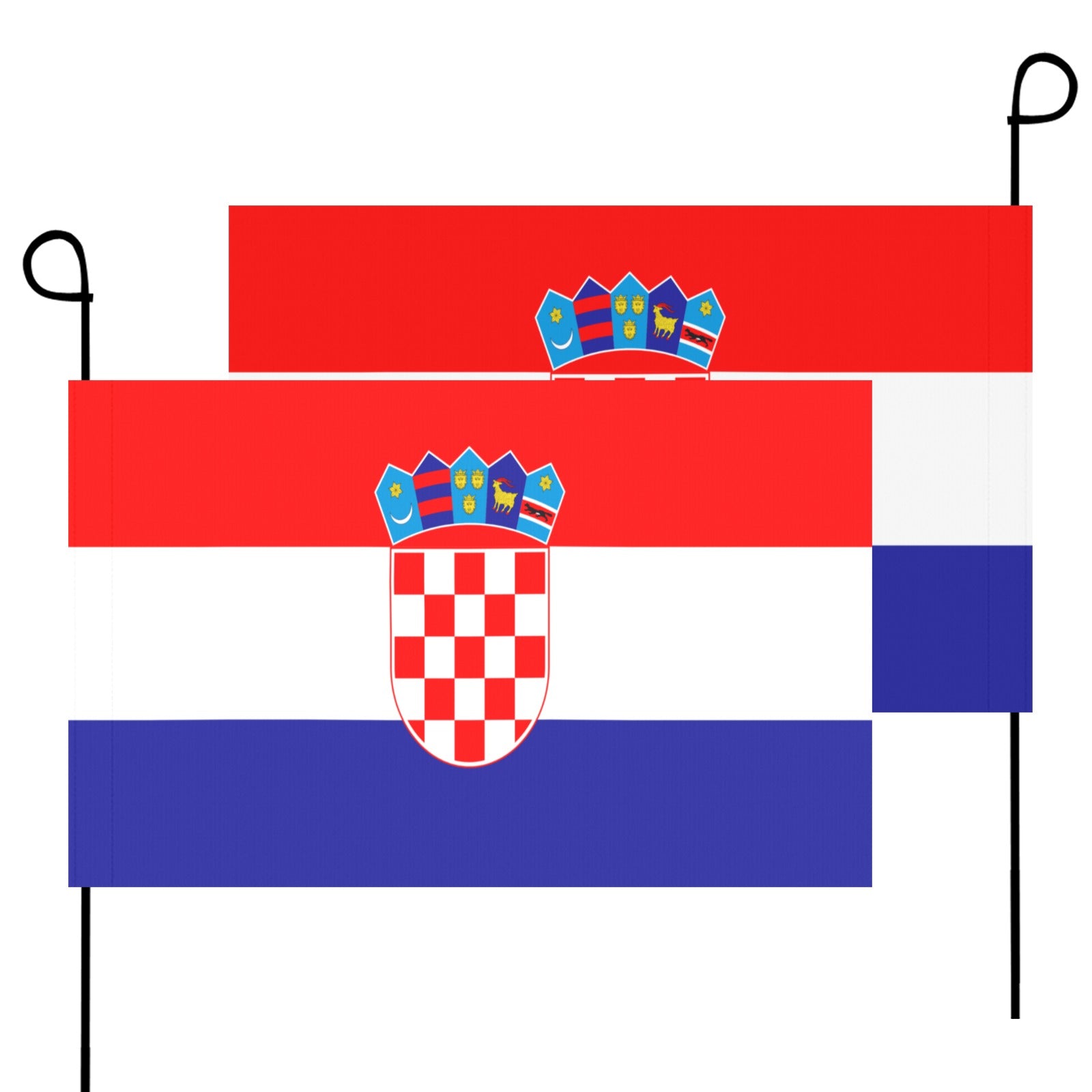 Red, white, and blue flags featuring Croatian crest, by Luv My Flag.