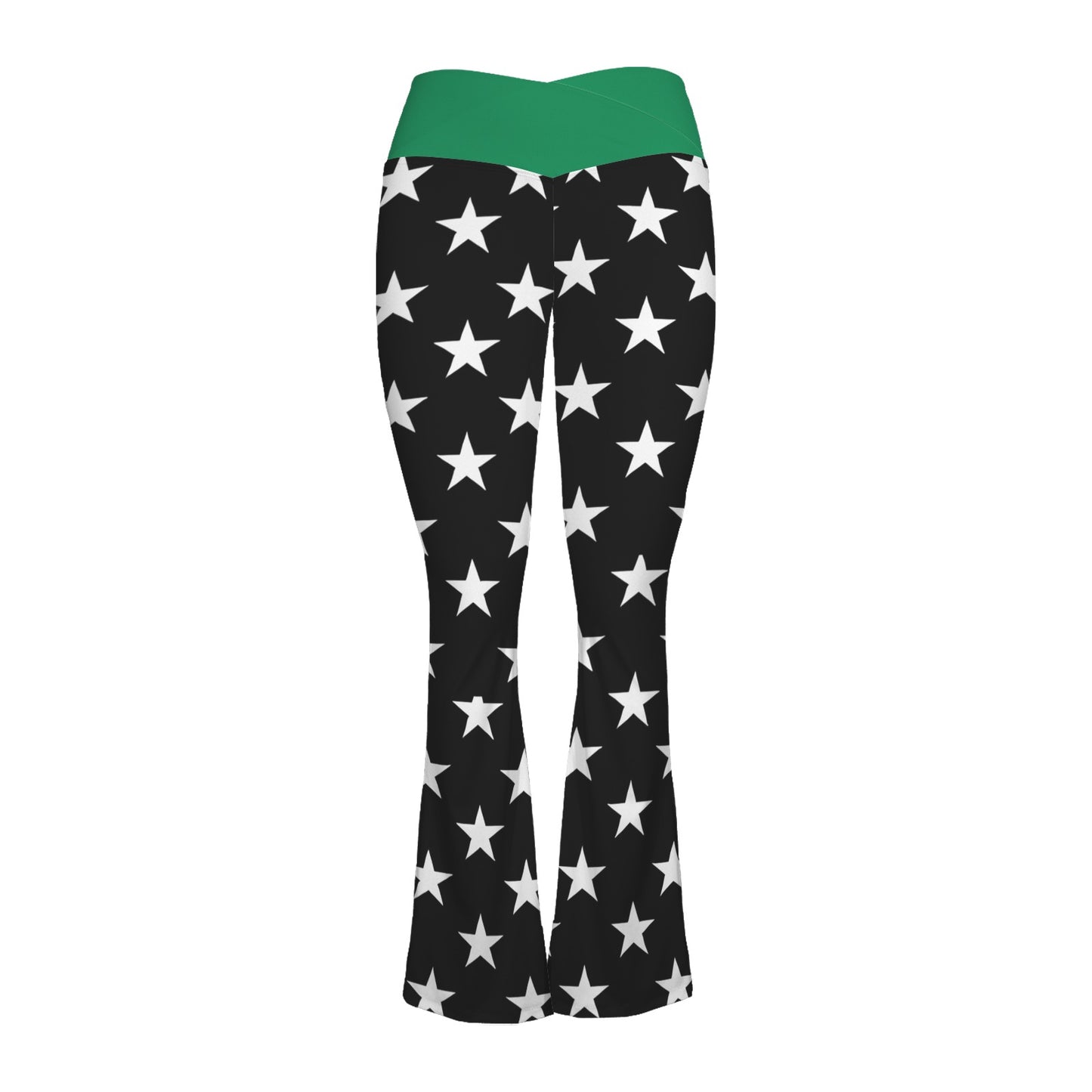 Thin Green Line Flag Inspired Women's V-Crossover High Waisted Flare Leggings