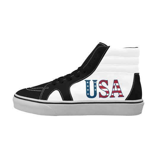 USA/American Flag Inspired (white) Men's High Top Canvas Shoes