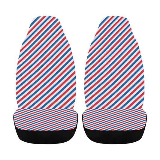 USA/American Flag Inspired Striped Pattern Car Seat Cover Airbag Compatible(Set of 2)