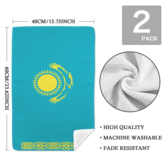 Kazakhstan Flag Inspired Kitchen Towel 40X60cm (Pack of 2) | Printed In the USA