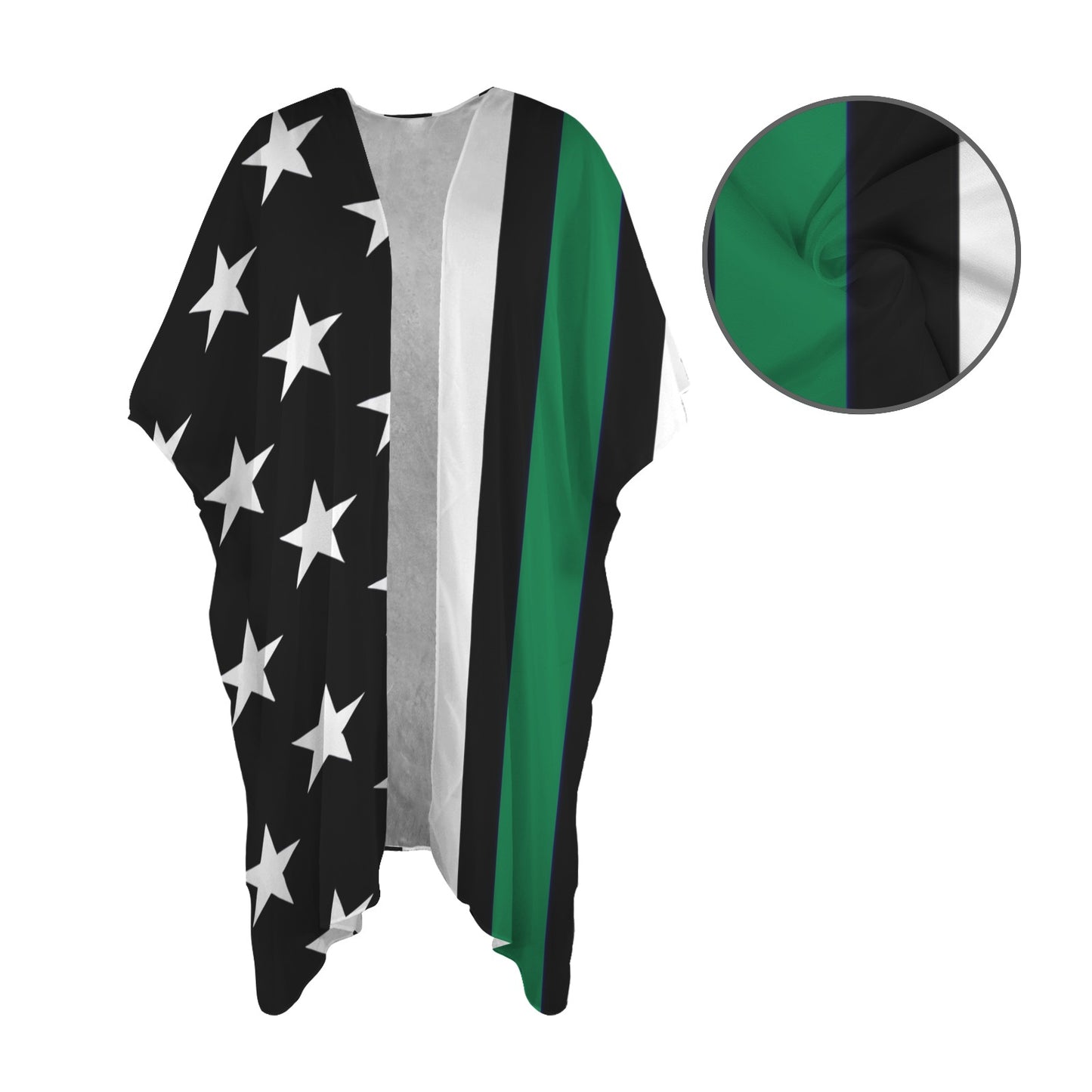 Thin Green Line Flag Inspired Women's Long Cover Up