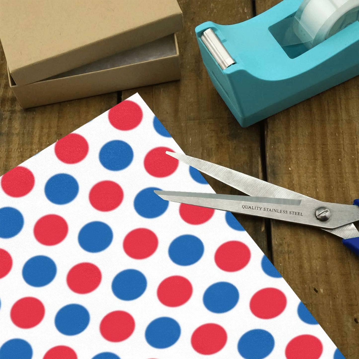 USA/American Flag Inspired Polka Dot Pattern Custom Gift Wrapping Paper 58"x 22.5" (4 Rolls)