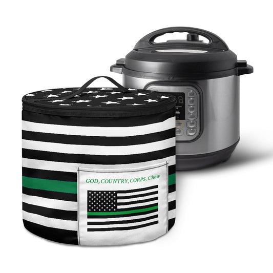 Thin Green Line Flag Inspired Marine Corps "GOD, COUNTRY, CORPS, chow" Electric Pressure Cooker Insulation Bag