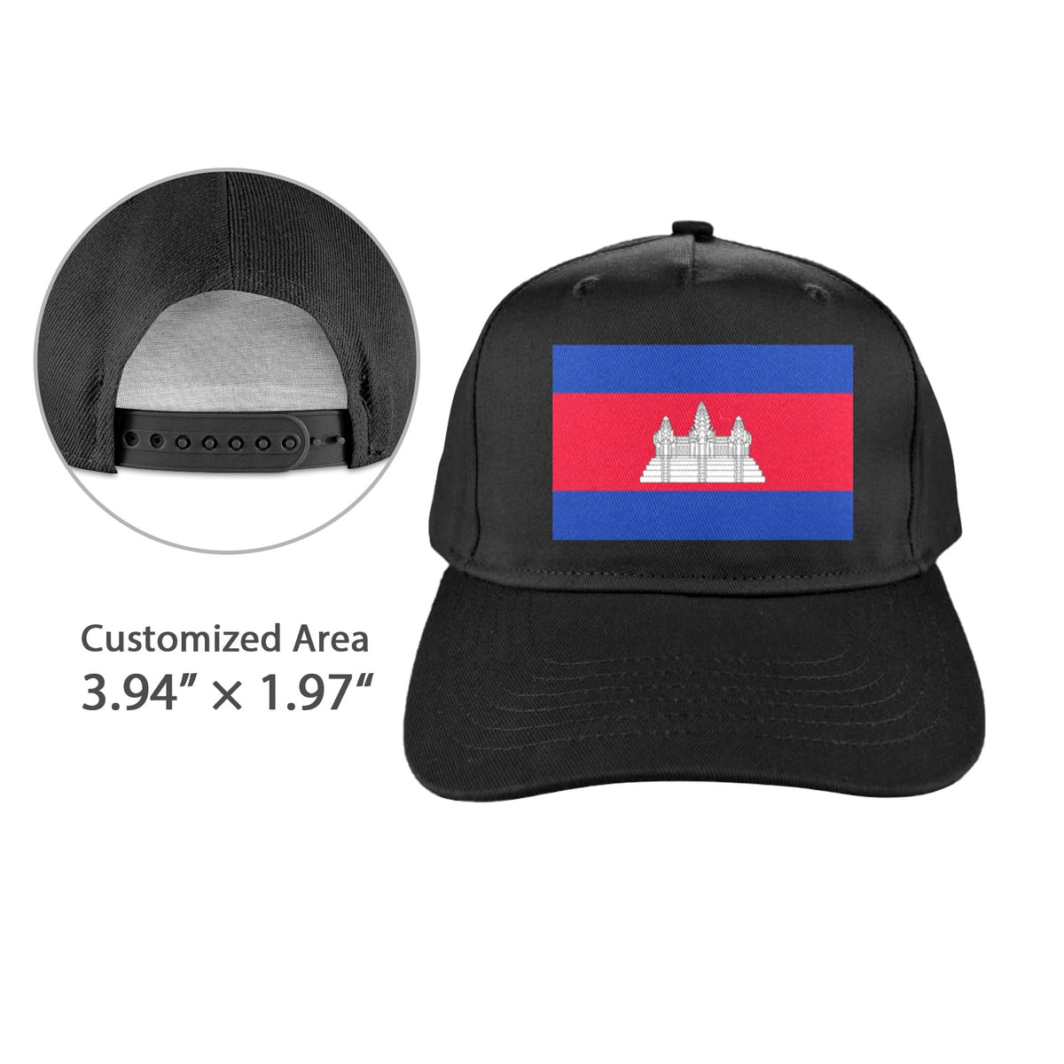 Cambodia Flag Inspired Baseball Cap | Printed in the  USA