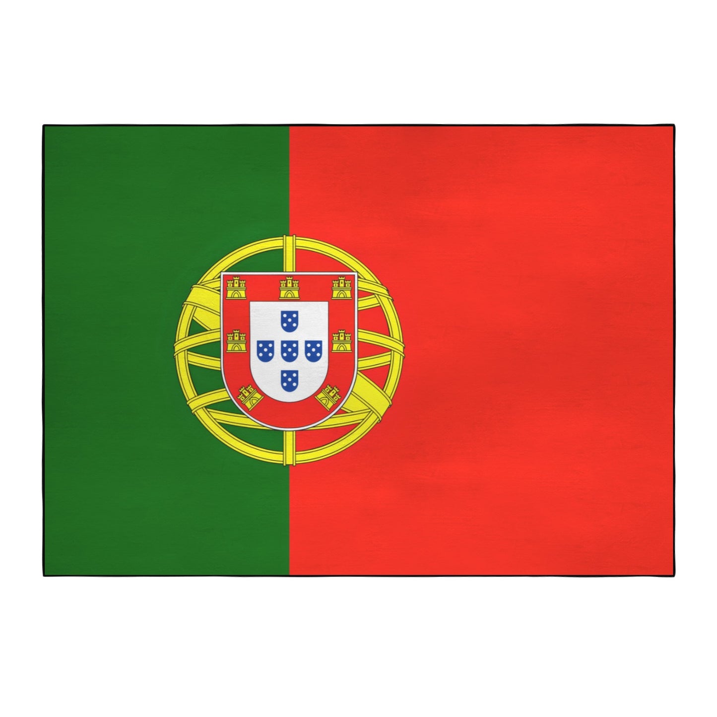 Portugal Flag Inspired 84x60 Inch Area Rug with Black Binding (Made in the USA)