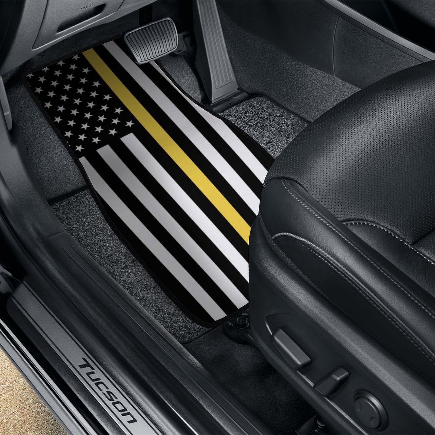 Thin Gold Line Flag Inspired Car Floor Mats(4pcs)