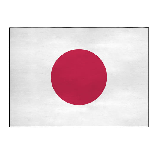 Japan Flag Inspired 84x60 Inch Area Rug with Black Binding (Made in the USA)