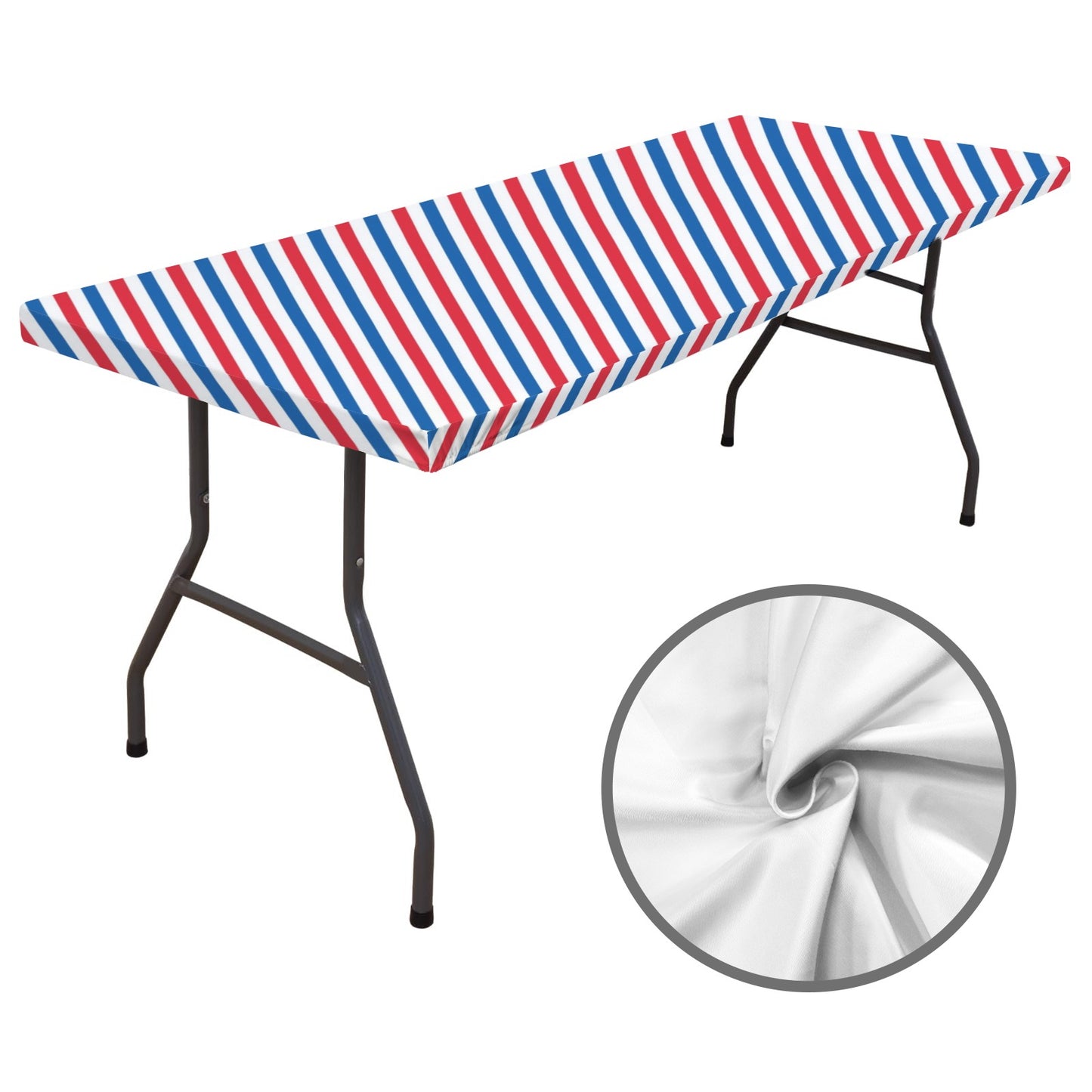 USA/American Flag Inspired Stripes Pattern Custom Elastic Fitted Tablecloth 72x30 inch (Made in the USA)